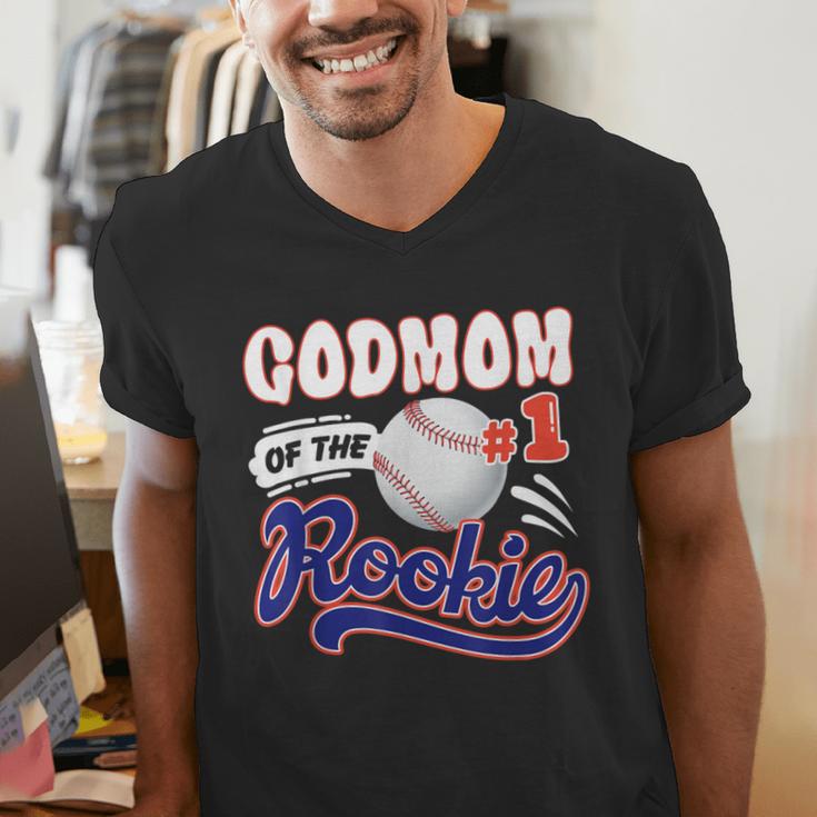 GodMom Rookie Of Year 1st Birthday Baseball Theme Matching Men's V-Neck T-Shirt GodMom Rookie Of Year 1st Birthday Baseball Theme Matching Men's V-Neck T-Shirt