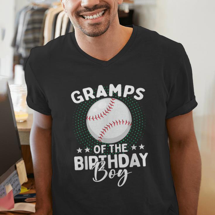 Gramps Of The Birthday Boy Baseball Player Birthday Men's V-Neck T-Shirt Gramps Of The Birthday Boy Baseball Player Birthday Men's V-Neck T-Shirt