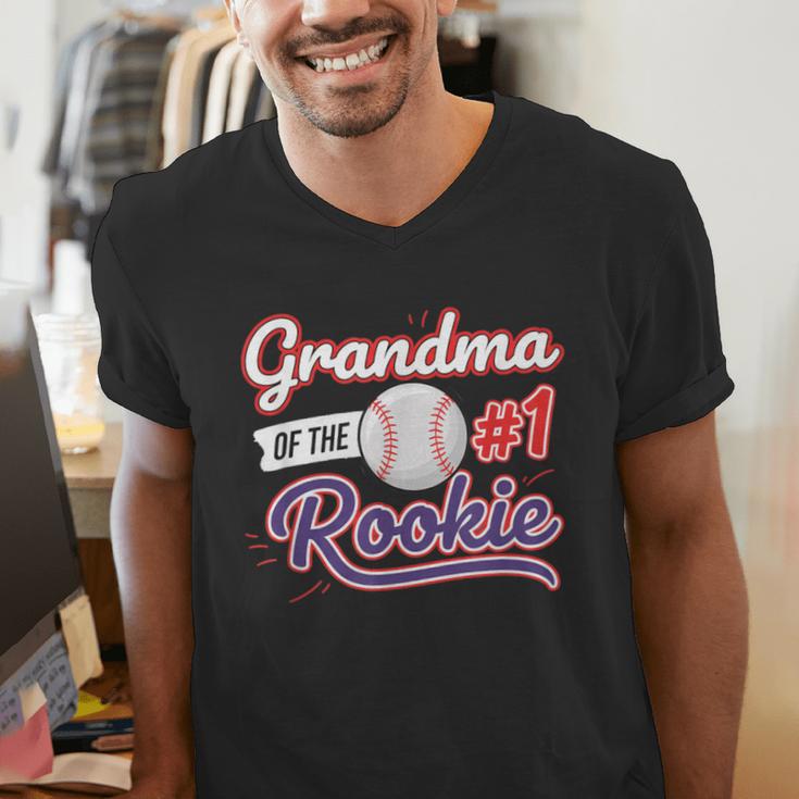 Grandparent Grandma Of The 1 Rookie Baseball Men's V-Neck T-Shirt Grandparent Grandma Of The 1 Rookie Baseball Men's V-Neck T-Shirt