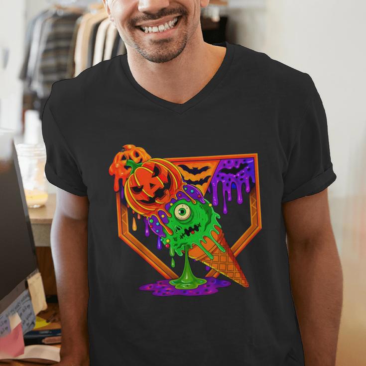 Halloween Baseball Ice Cream Drip Boys Girls Youth Men's V-Neck T-Shirt