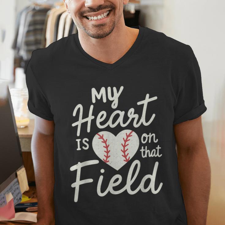 My Heart Is On That Field Baseball Men's V-Neck T-Shirt My Heart Is On That Field Baseball Men's V-Neck T-Shirt