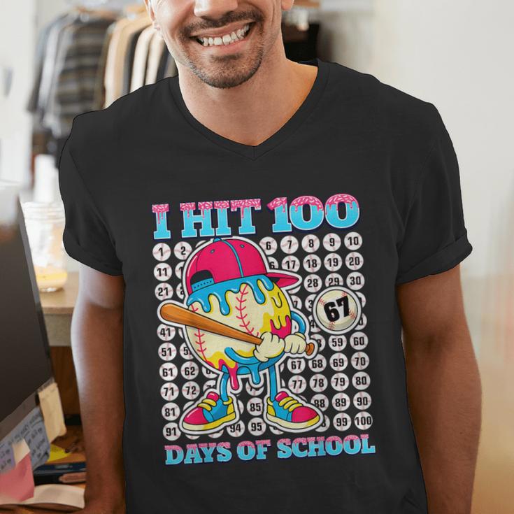 I Hit 100 Days Of School 67 Drip Baseball Boys Kids Men's V-Neck T-Shirt I Hit 100 Days Of School 67 Drip Baseball Boys Kids Men's V-Neck T-Shirt