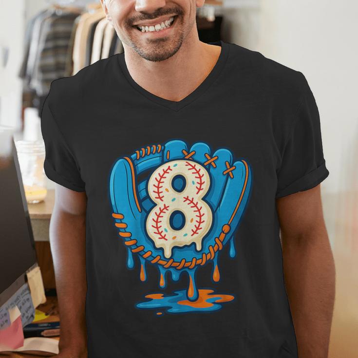 Ice Cream Baseball Glove 8th Birthday Edition Men's V-Neck T-Shirt Ice Cream Baseball Glove 8th Birthday Edition Men's V-Neck T-Shirt