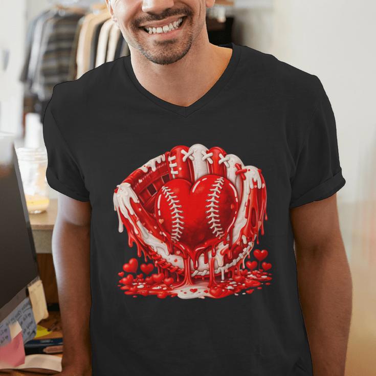 Ice Cream Drip Heart Valentines Day Baseball Boys Youth Kids Men's V-Neck T-Shirt Ice Cream Drip Heart Valentines Day Baseball Boys Youth Kids Men's V-Neck T-Shirt