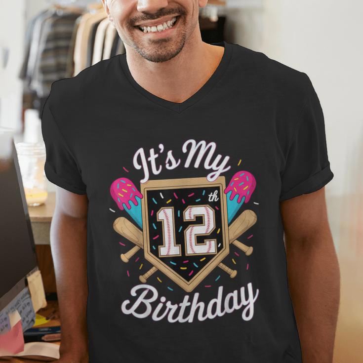 It's My 12th Birthday Baseball Fan Celebration Men's V-Neck T-Shirt It's My 12th Birthday Baseball Fan Celebration Men's V-Neck T-Shirt