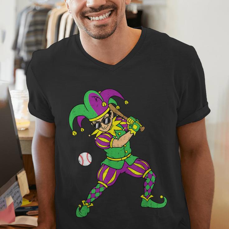 Jester Baseball Mardi Gras Carnival Sport Men Boy Teen Kids Men's V-Neck T-Shirt Jester Baseball Mardi Gras Carnival Sport Men Boy Teen Kids Men's V-Neck T-Shirt