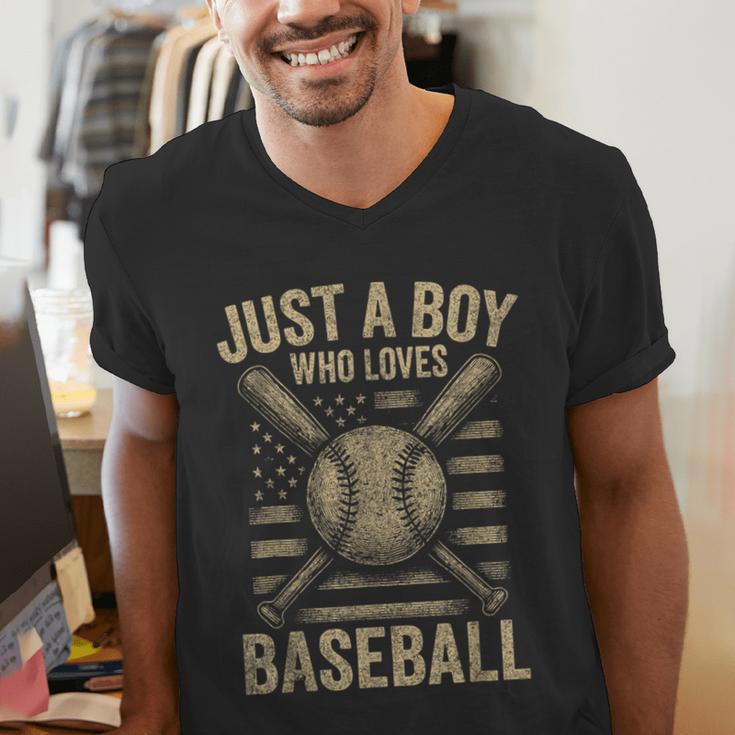 Just a Boy Who Loves Baseball Men's V-Neck T-Shirt Just a Boy Who Loves Baseball Men's V-Neck T-Shirt
