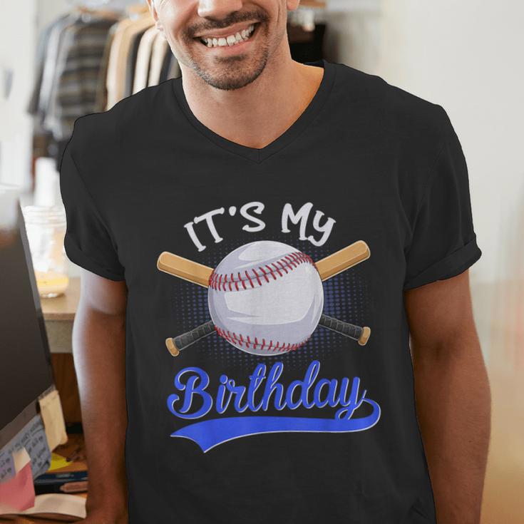 Kids 8th Baseball Birthday Party Boys Sport Fan 8 Years Old Men's V-Neck T-Shirt