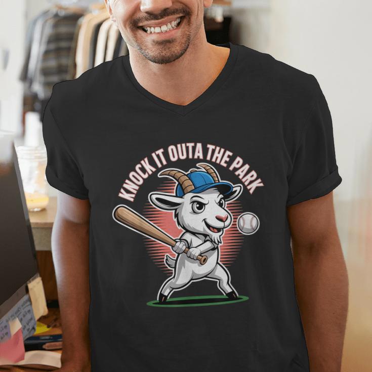 Knock It Outa The Park Baseball Goat Home Run Men's V-Neck T-Shirt