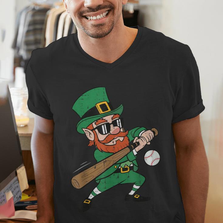 Leprechaun Baseball St Patricks Day Saint Pattys Men Boys Men's V-Neck T-Shirt Leprechaun Baseball St Patricks Day Saint Pattys Men Boys Men's V-Neck T-Shirt