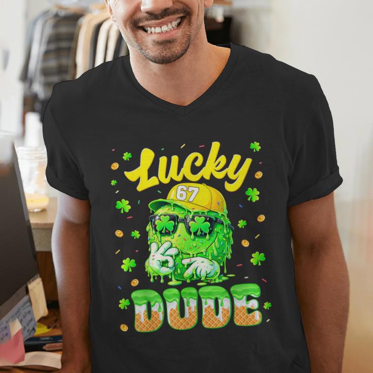 Lucky Dude Drip Baseball Shamrock St Patrick Men Boy Youth Men's V-Neck T-Shirt Lucky Dude Drip Baseball Shamrock St Patrick Men Boy Youth Men's V-Neck T-Shirt