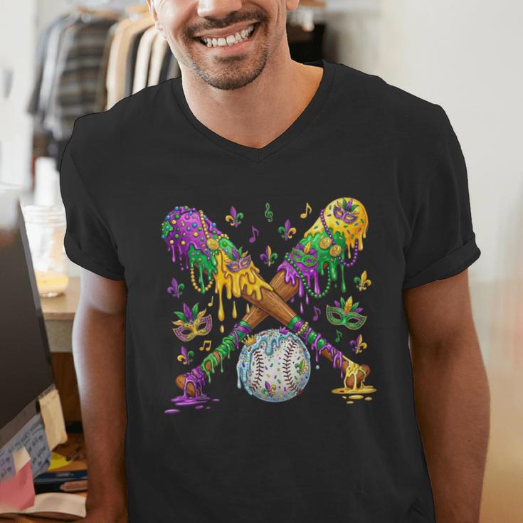 Mardi Gras Baseball Drip Shirt Cool Dripping Baseball Drip Men's V-Neck T-Shirt Mardi Gras Baseball Drip Shirt Cool Dripping Baseball Drip Men's V-Neck T-Shirt