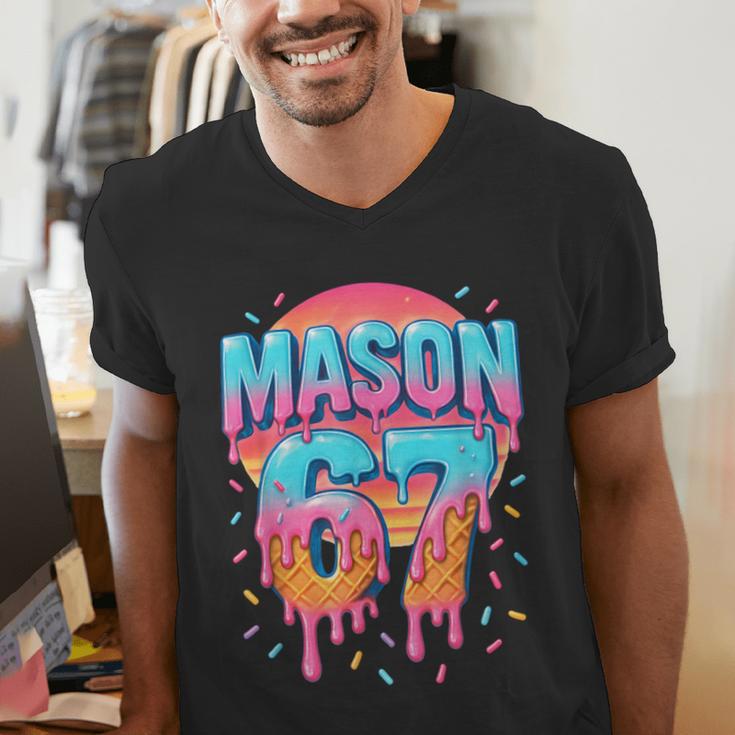 Mason 67 Costume Ice Cream Baseball Drip 6 7 Meme Six Seven Men's V-Neck T-Shirt