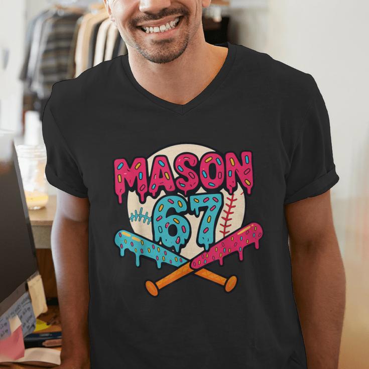 Mason 67 Ice Cream Drip Baseball Meme Graphics Men's V-Neck T-Shirt Mason 67 Ice Cream Drip Baseball Meme Graphics Men's V-Neck T-Shirt