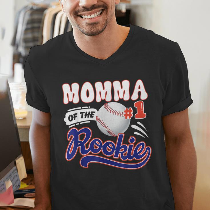 Momma Rookie Of Year 1st Birthday Baseball Theme Matching Men's V-Neck T-Shirt Momma Rookie Of Year 1st Birthday Baseball Theme Matching Men's V-Neck T-Shirt