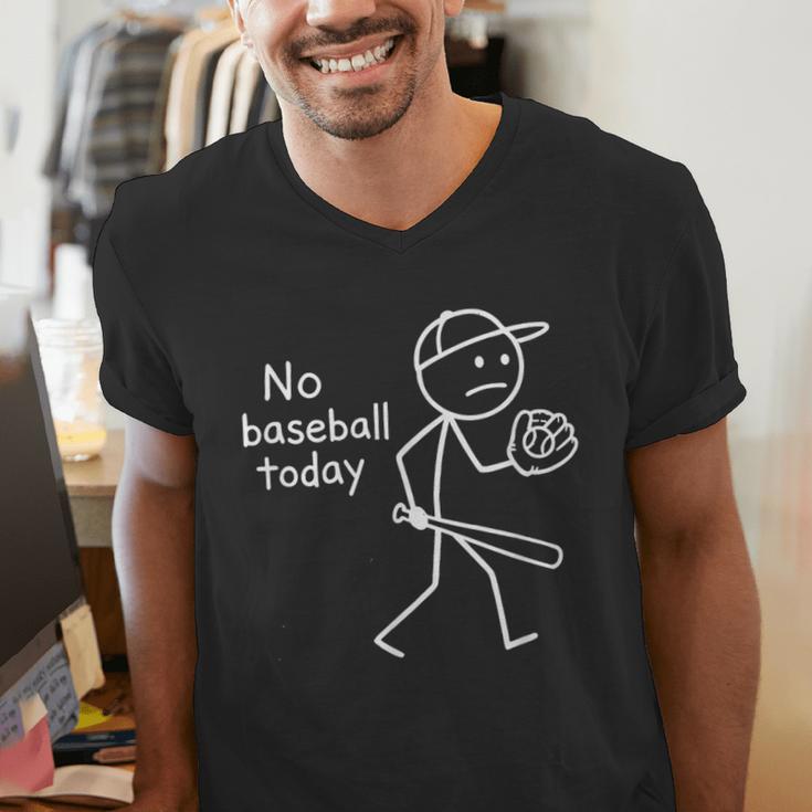 No Baseball Game Today Sad Stickfigure Baseball Player Men's V-Neck T-Shirt