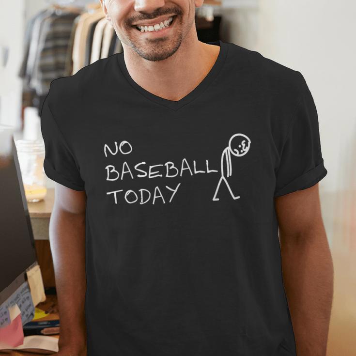 No Baseball Today Sad Stickman Sports Fan Men's V-Neck T-Shirt No Baseball Today Sad Stickman Sports Fan Men's V-Neck T-Shirt