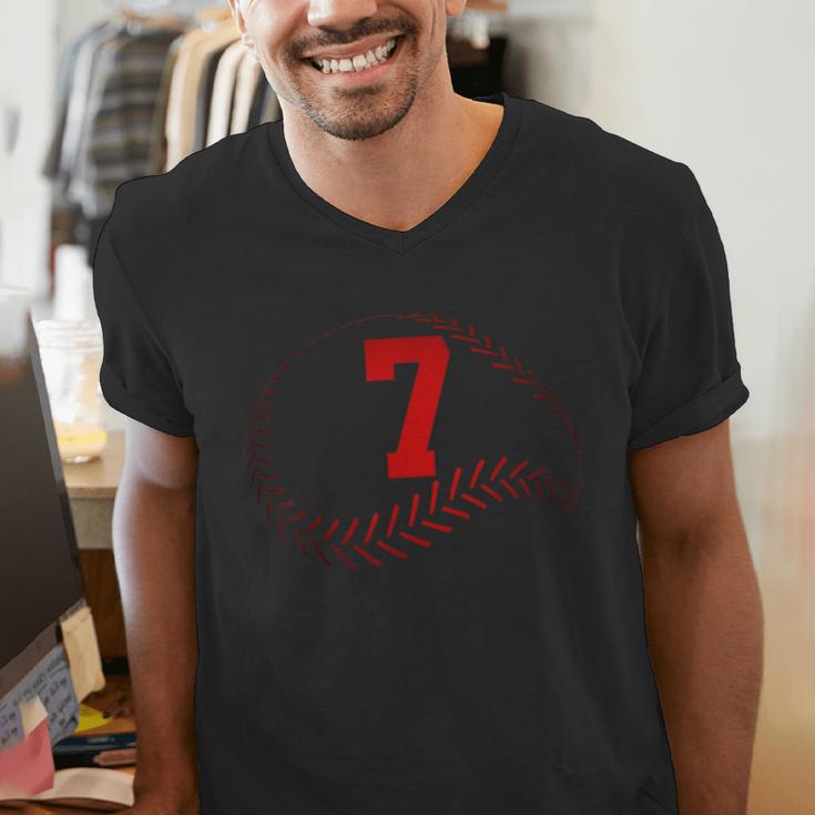 Number 7 Years Baseball 7TH Birthday Men's V-Neck T-Shirt