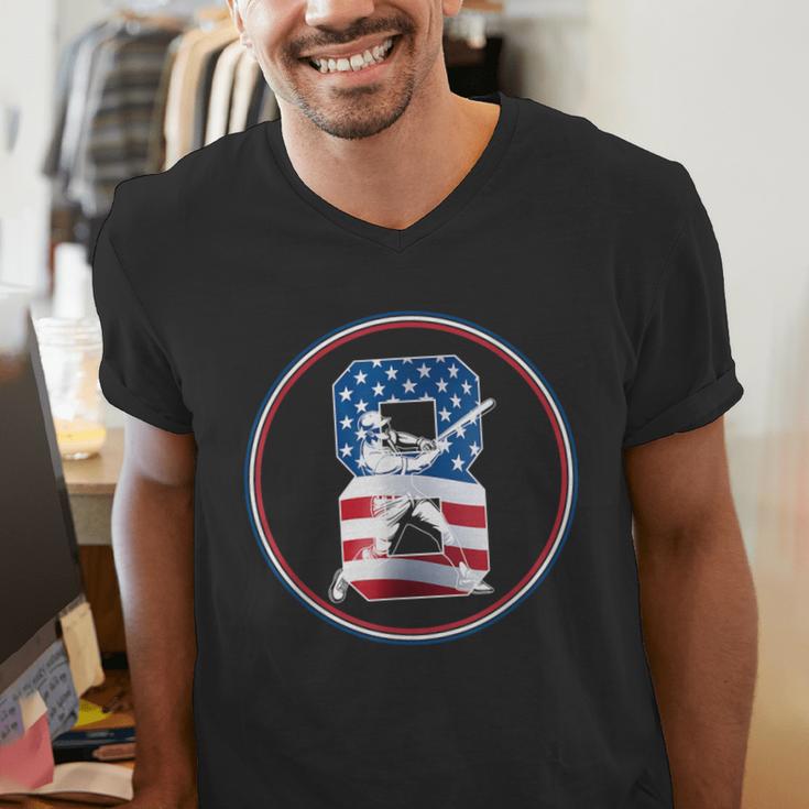 Number 8 Years Baseball 8TH Birthday Men's V-Neck T-Shirt