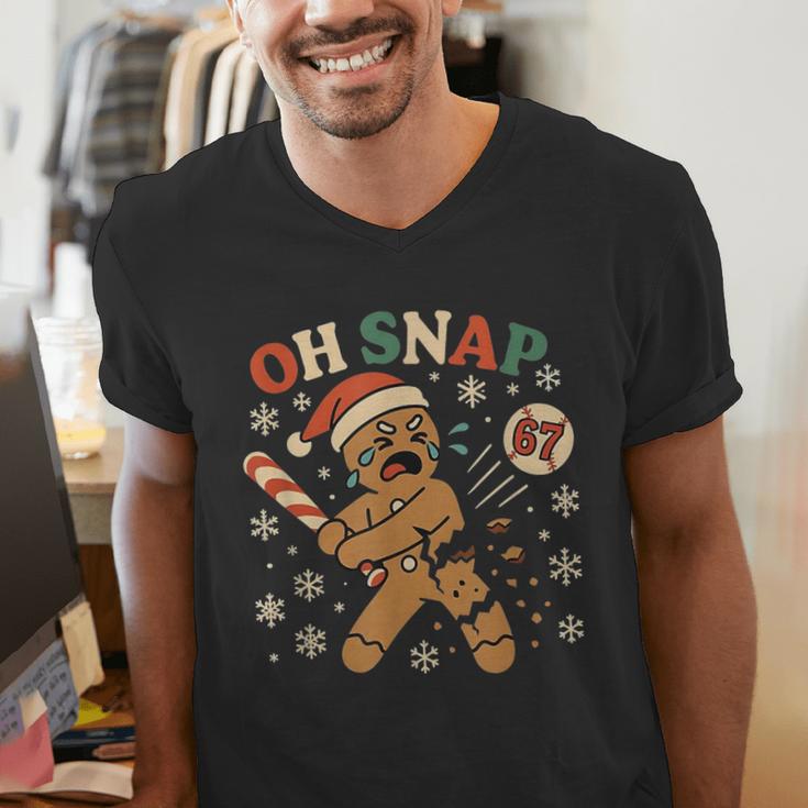 Oh Snap Gingerbread 67 Meme Baseball Christmas Xmas Men's V-Neck T-Shirt Oh Snap Gingerbread 67 Meme Baseball Christmas Xmas Men's V-Neck T-Shirt