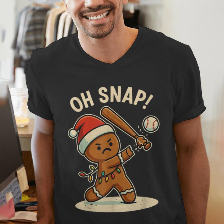 Oh Snap Gingerbreadman Baseball Christmas Men Boys Toddlers Men's V-Neck T-Shirt Oh Snap Gingerbreadman Baseball Christmas Men Boys Toddlers Men's V-Neck T-Shirt