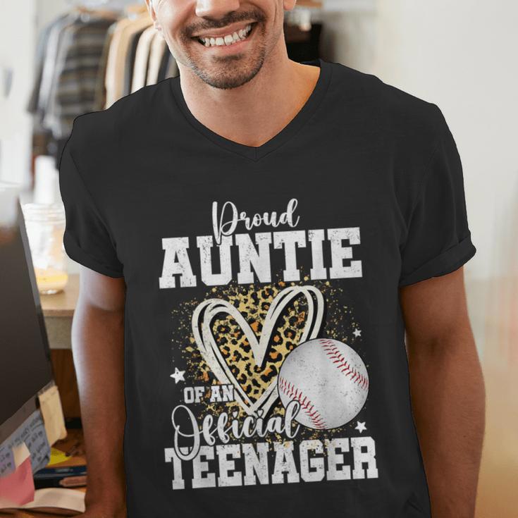 Proud Auntie Of An Official Teenager 13th Birthday Baseball Men's V-Neck T-Shirt Proud Auntie Of An Official Teenager 13th Birthday Baseball Men's V-Neck T-Shirt