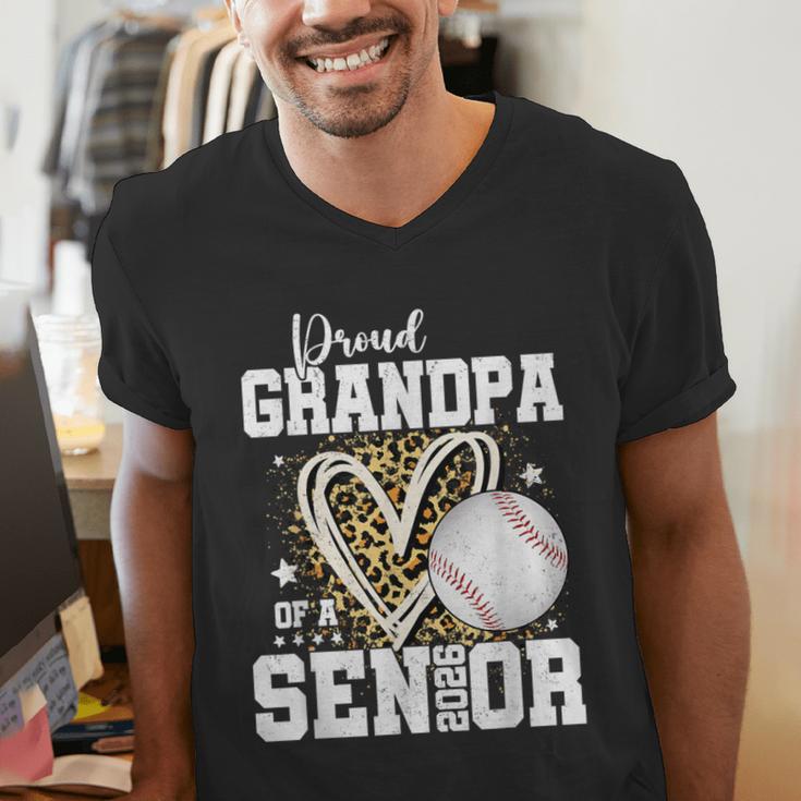 Proud Grandpa Of A 2026 Senior Baseball Graduation Leopard Men's V-Neck T-Shirt