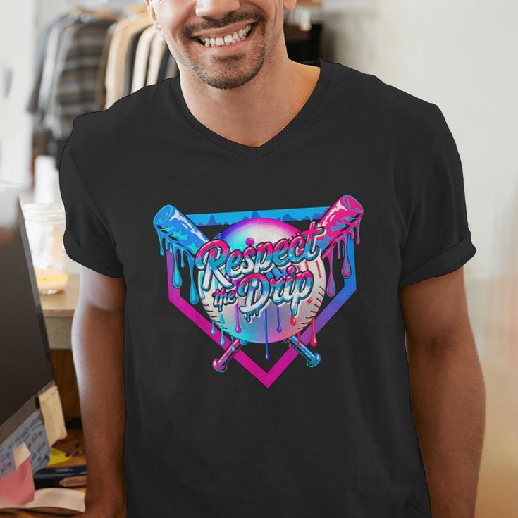 Respect The Drip Baseball Ice Cream For Kids Boys Youth Men's V-Neck T-Shirt Respect The Drip Baseball Ice Cream For Kids Boys Youth Men's V-Neck T-Shirt