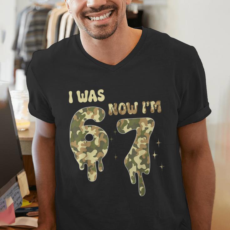 Retro I Was 6 Now I'm 7 Camo 67 Ice Cream Drip Baseball Men's V-Neck T-Shirt