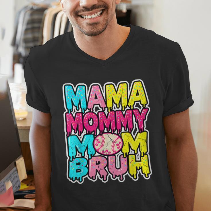 Retro Mama Mommy Mom Bruh Baseball Women Girls Men's V-Neck T-Shirt