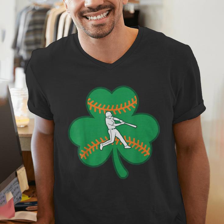Retro Shamrock Baseball St Patricks Day Men Women Boys Girls Men's V-Neck T-Shirt