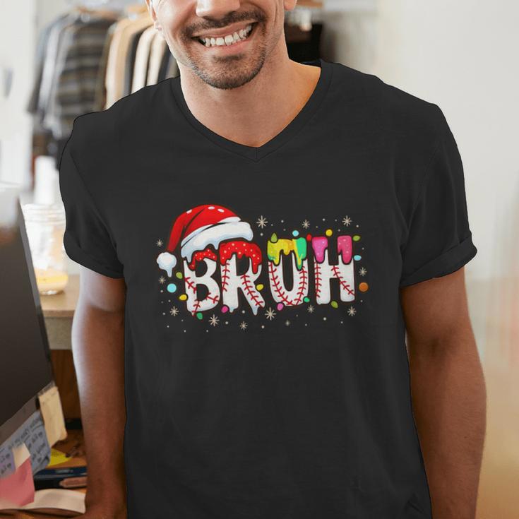 Santa Bruh Baseball Christmas Xmas Meme Pajamas Family Men's V-Neck T-Shirt Santa Bruh Baseball Christmas Xmas Meme Pajamas Family Men's V-Neck T-Shirt