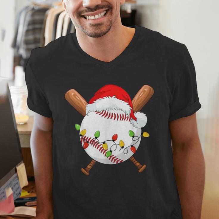 Santa Sports For Men Boys Christmas Baseball Player Men's V-Neck T-Shirt
