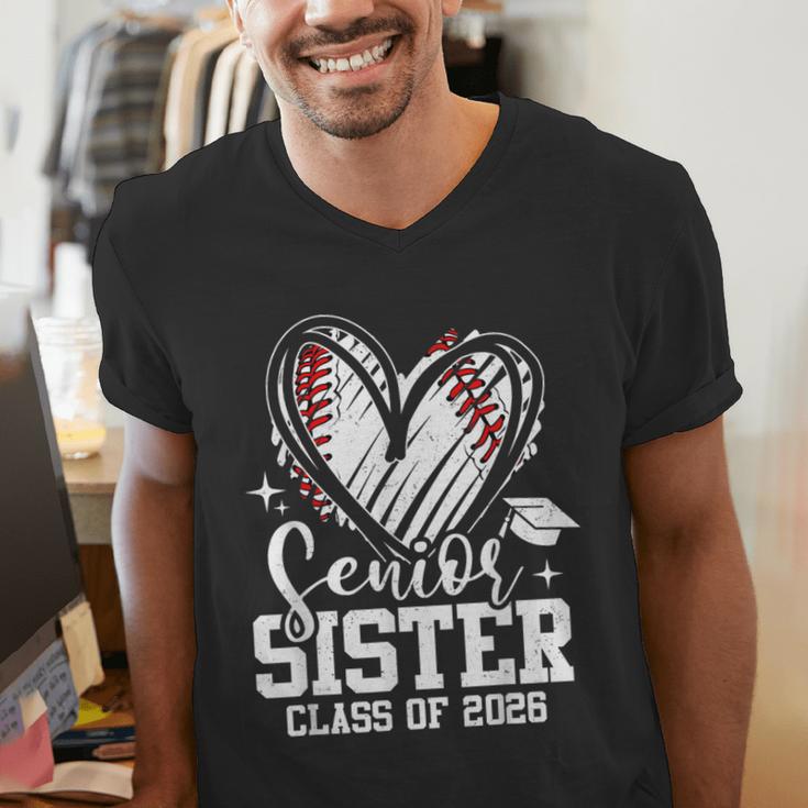 Senior Sister Class Of 2026 Baseball Graduation Heart Men's V-Neck T-Shirt Senior Sister Class Of 2026 Baseball Graduation Heart Men's V-Neck T-Shirt