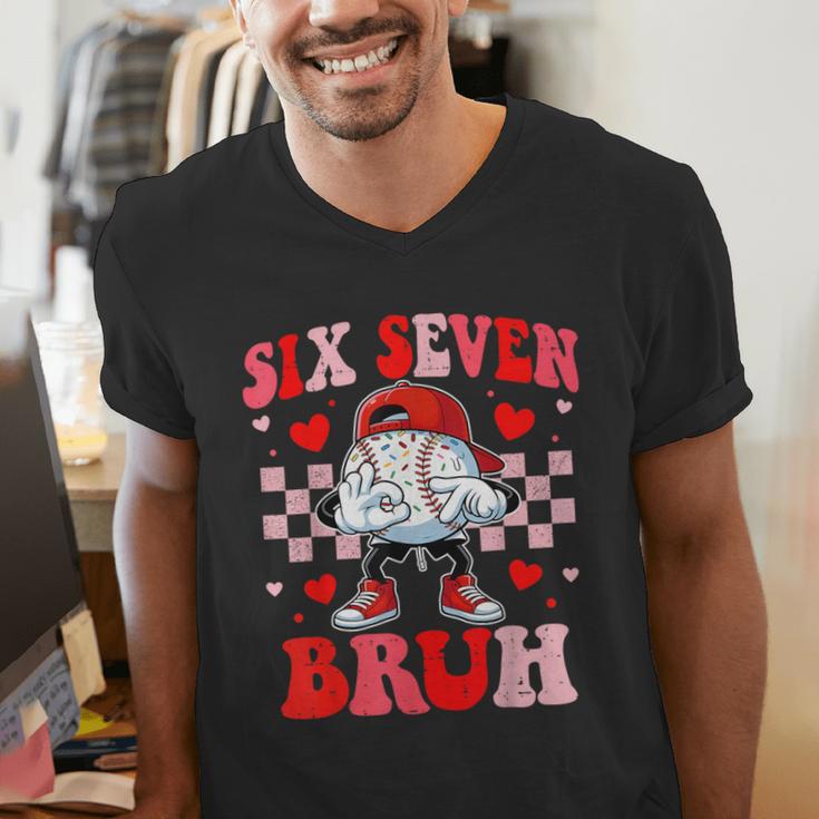 Six Seven 67 Bruh 6 7 Meme Baseball Ice Cream Drip Valentine Men's V-Neck T-Shirt Six Seven 67 Bruh 6 7 Meme Baseball Ice Cream Drip Valentine Men's V-Neck T-Shirt