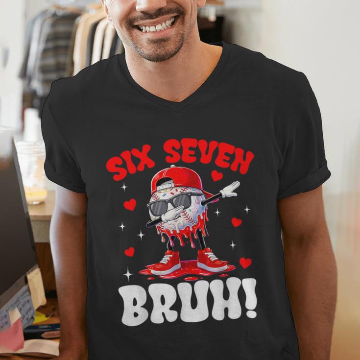 Six Seven 67 Bruh 6 7 Meme Valentine Baseball Drip Boys Kids Men's V-Neck T-Shirt Six Seven 67 Bruh 6 7 Meme Valentine Baseball Drip Boys Kids Men's V-Neck T-Shirt
