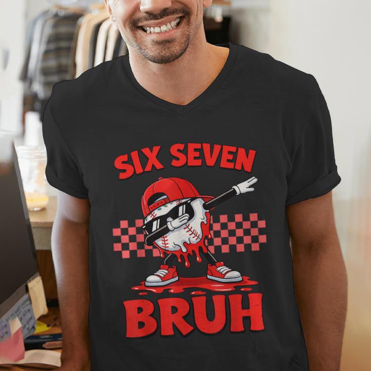 Six Seven 67 Bruh Baseball Valentine’s Day Teens Boys Kids Men's V-Neck T-Shirt Six Seven 67 Bruh Baseball Valentine’s Day Teens Boys Kids Men's V-Neck T-Shirt