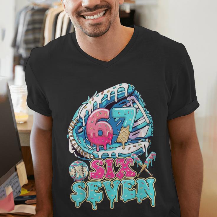 Six Seven 67 Ice Cream Drip Baseball For Boy Kids Youth Men's V-Neck T-Shirt