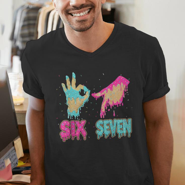 Six Seven 67 Meme Ice Cream Drip Baseball For Boy Kids Men's V-Neck T-Shirt