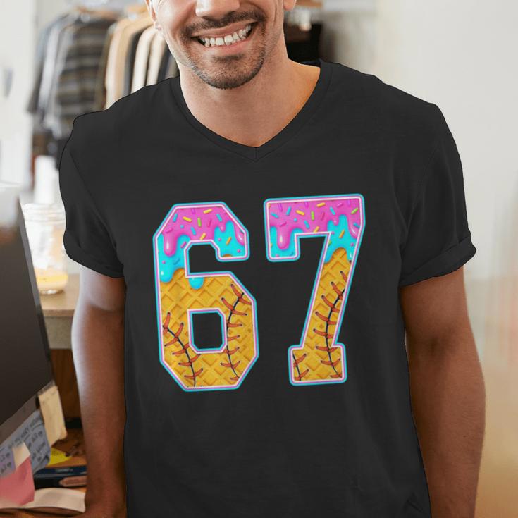 Six Seven Baseball Drip Men's V-Neck T-Shirt