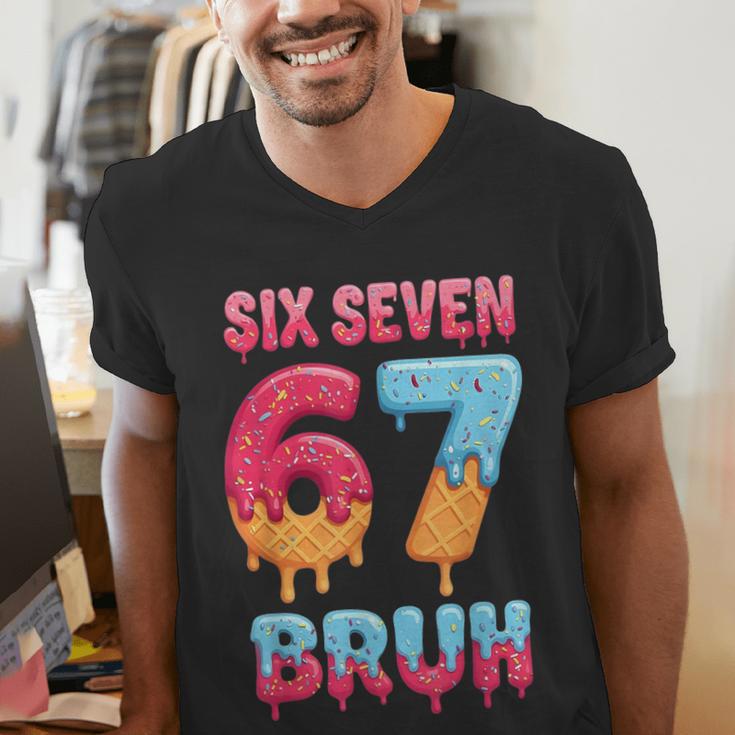 Six Seven Bruh 67 Ice Cream Drip Baseball For Men Women Kids Men's V-Neck T-Shirt Six Seven Bruh 67 Ice Cream Drip Baseball For Men Women Kids Men's V-Neck T-Shirt