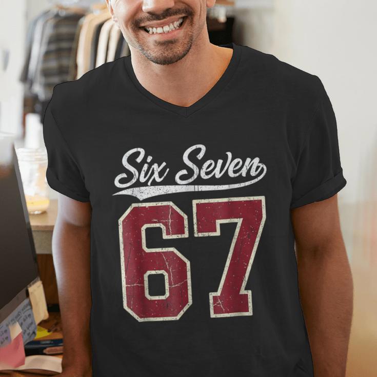 Six Seven Meme Boys Girls Kids 67 Baseball Jersey Men's V-Neck T-Shirt Six Seven Meme Boys Girls Kids 67 Baseball Jersey Men's V-Neck T-Shirt
