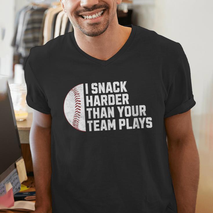 I Snack Harder Than Your Team Plays Baseball Men Women Men's V-Neck T-Shirt