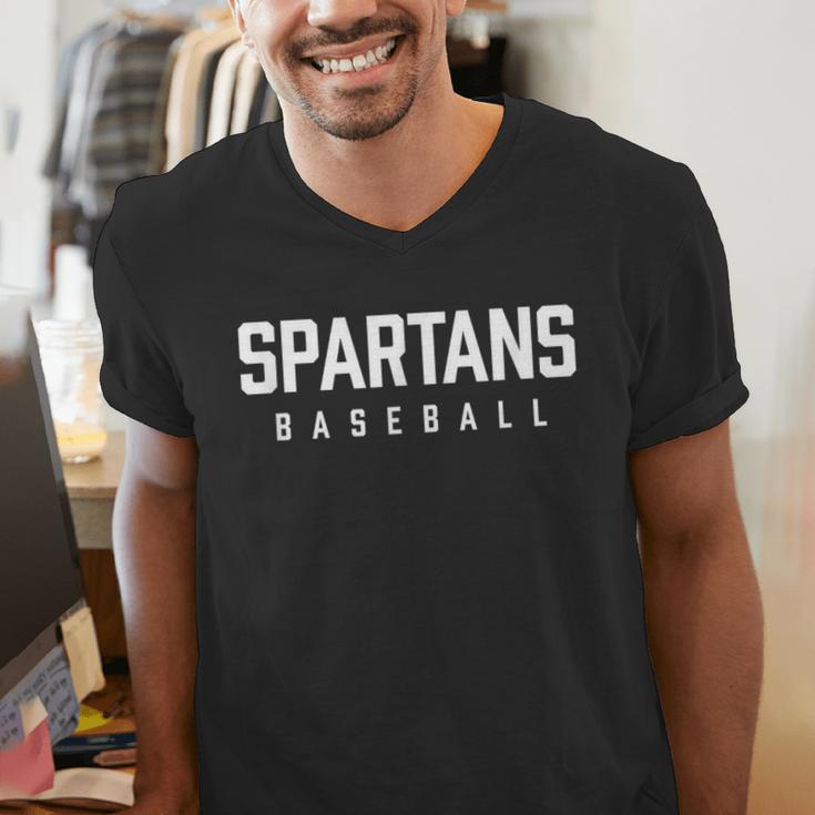 Spartans Baseball Inspired Men's V-Neck T-Shirt Spartans Baseball Inspired Men's V-Neck T-Shirt