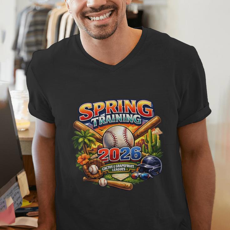 Spring Training 2026 Baseball Fan Retro Palm Cactus Men's V-Neck T-Shirt