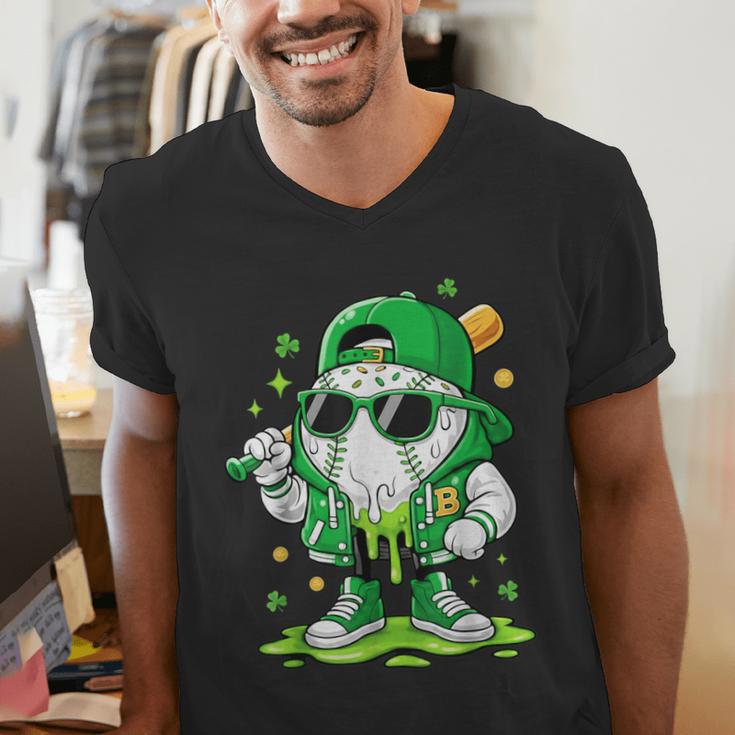 St Patrick Day Baseball Drip Ice Cream Men Boys Kids Men's V-Neck T-Shirt St Patrick Day Baseball Drip Ice Cream Men Boys Kids Men's V-Neck T-Shirt
