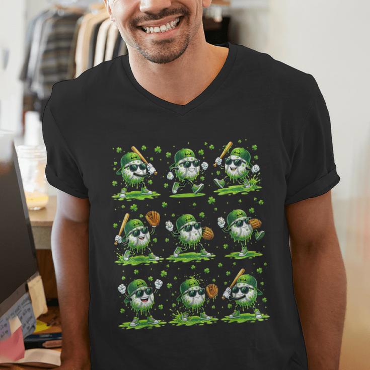 St Patricks Day Baseball Ice Cream Boys Baseball Player Men's V-Neck T-Shirt St Patricks Day Baseball Ice Cream Boys Baseball Player Men's V-Neck T-Shirt