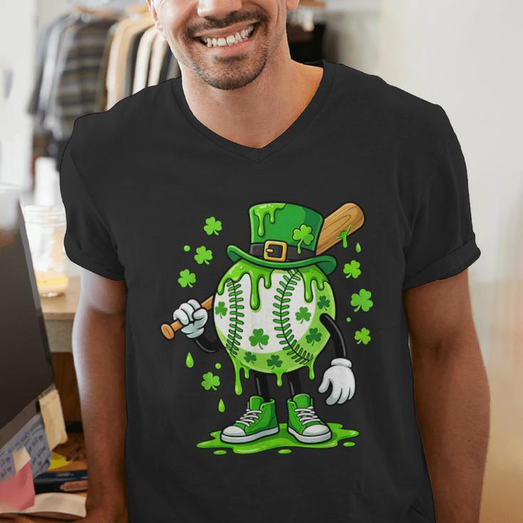 St Patricks Day Shamrock Baseball Drip Icecream Irish Boys Men's V-Neck T-Shirt