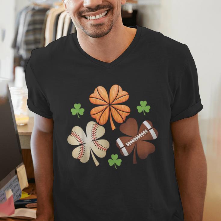 St Patricks Day Shamrock Basketball Baseball Irish Boys Men Men's V-Neck T-Shirt