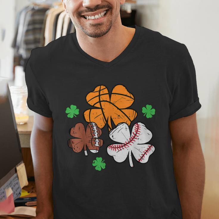 St Patricks Day Shamrock Basketball Baseball Men Boys Kids Men's V-Neck T-Shirt St Patricks Day Shamrock Basketball Baseball Men Boys Kids Men's V-Neck T-Shirt